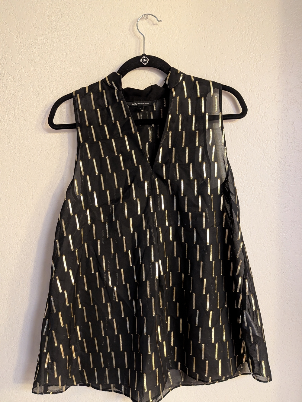 A/X Armani Exchange Black Sleeveless Metallic-Accent Top